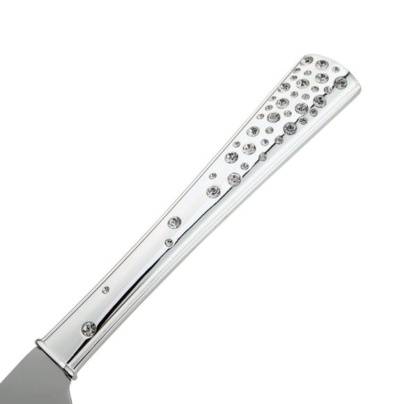 Crystal Collection Toasting Flutes & Cake Serving Set in Silver - Picture 5 of 5